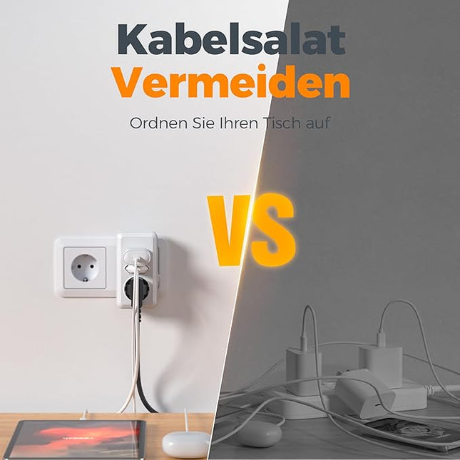 TESSAN 3fach Steckdosenadapter mit Schalter Schuko Mehrfachstecker 4000W Weiß